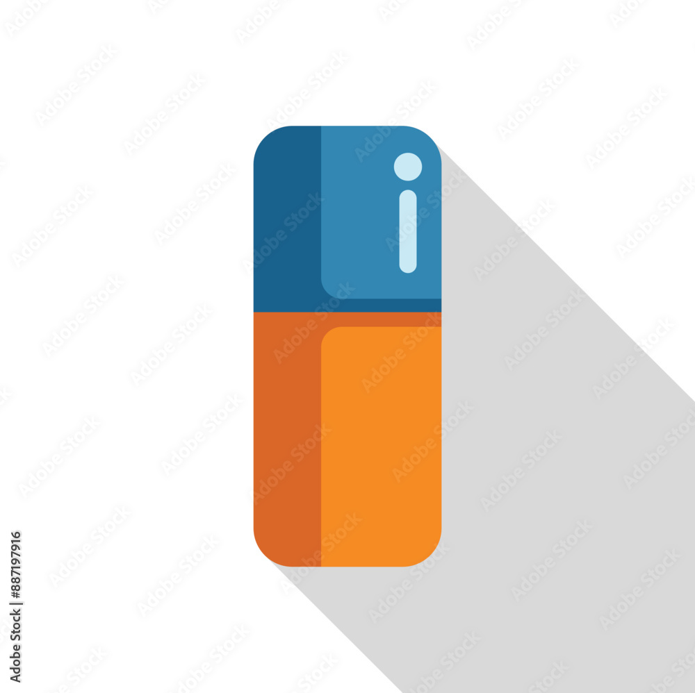 Eraser icon in flat style with long shadow, isolated on white background Eraser icon in flat style with long shadow, isolated on white background