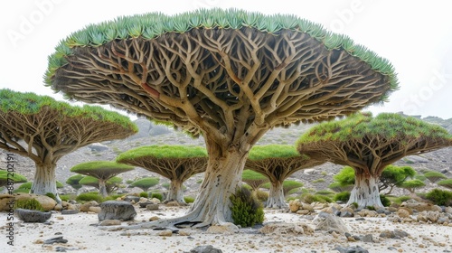 Unique Dragon Blood Tree Landscape for Print, Card, Poster Realistic Nature Photography photo