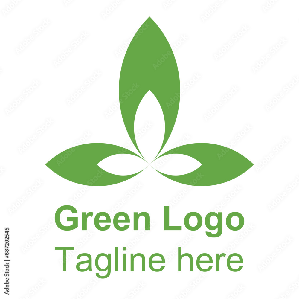 Three Green Leaves Environment, Ecology Abstract Logo Design Vector Illustration Three Green Leaves Environment, Ecology Abstract Logo Design Vector Illustration