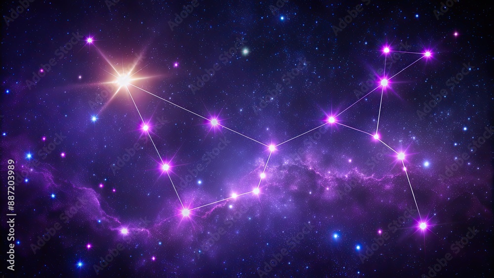 Glowing Scorpio constellation in the night sky with a vibrant purple hue , astrology, zodiac, stars, space Glowing Scorpio constellation in the night sky with a vibrant purple hue , astrology, zodiac, stars, space