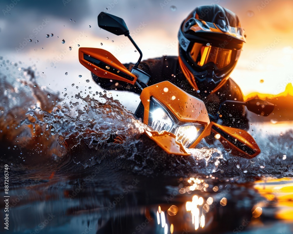 Fototapeta premium Adventure vlogger capturing the rush of an extreme sports moment, a pointofview that brings the audience into the action