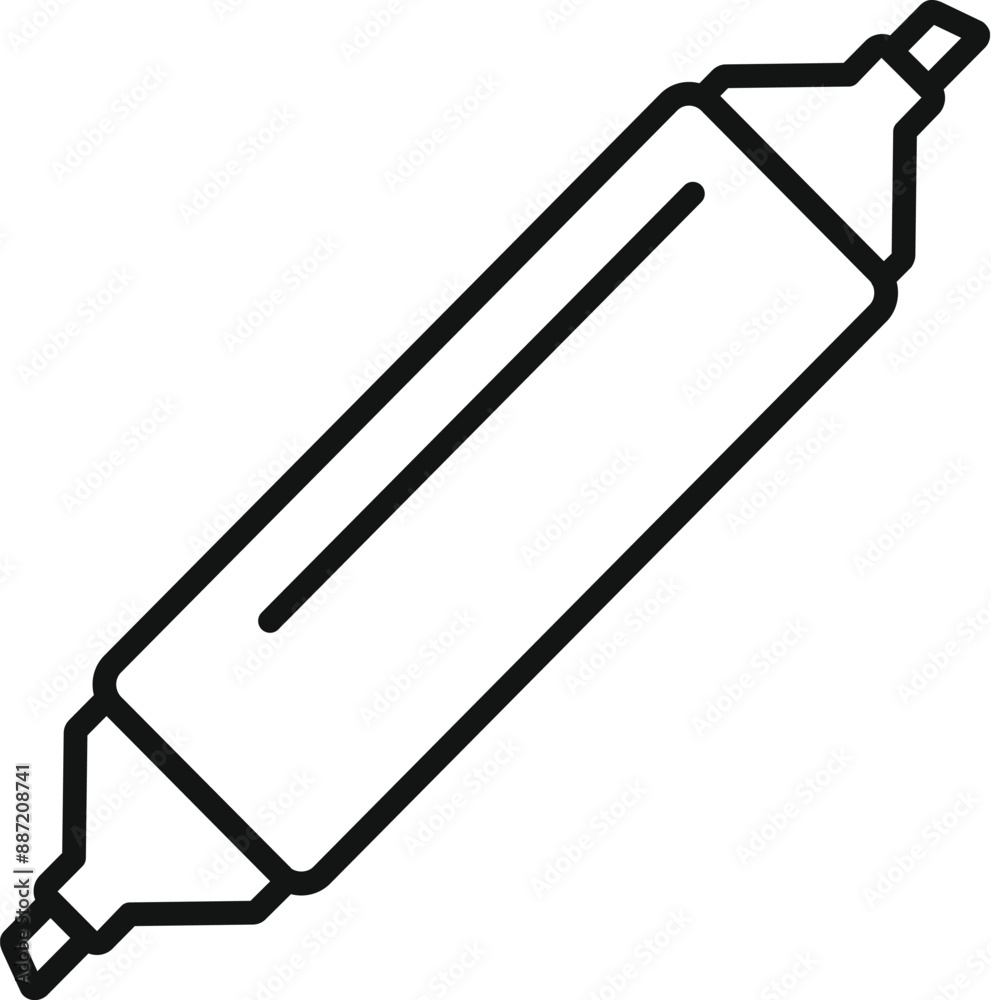 Black outline icon of a double ended marker pen for highlighting important information