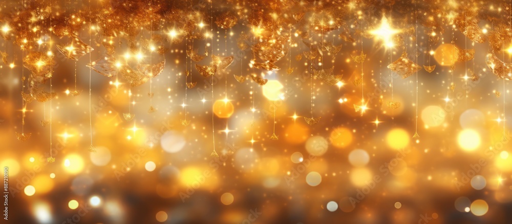 Golden Festive Background with Sparkling Lights Golden Festive Background with Sparkling Lights