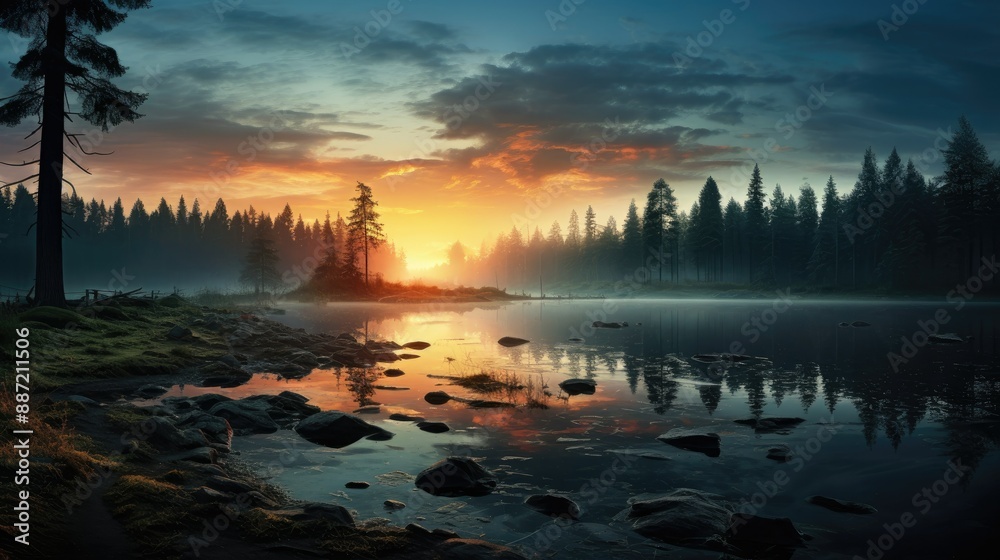 Fototapeta premium beautiful nature landscape panoramic photo