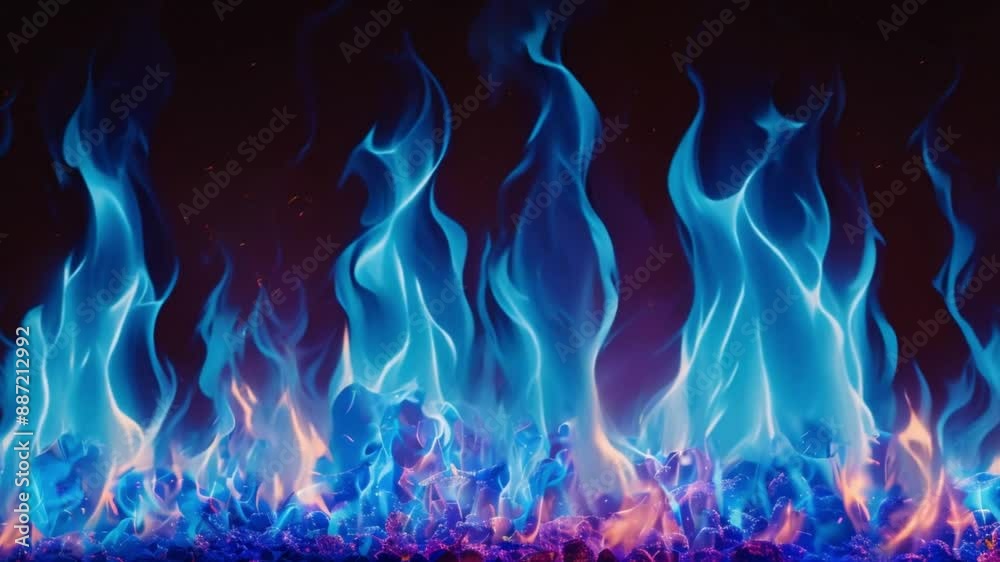 blue flames burning footage