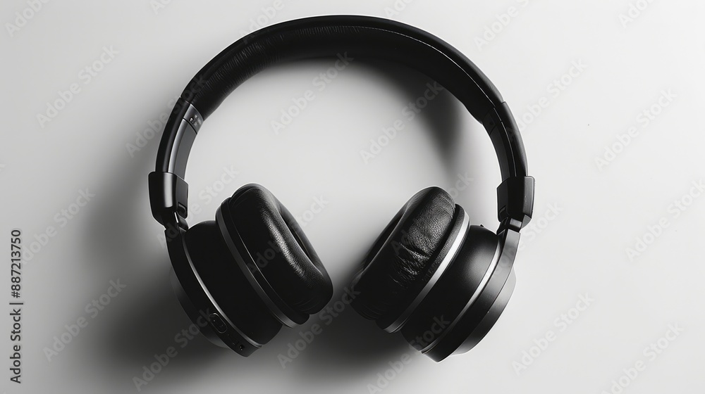 Stylish wireless headphone in black on white background Premium music studio headset Stylish wireless headphone in black on white background Premium music studio headset