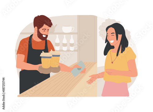 Take away coffee isolated cartoon vector illustrations.