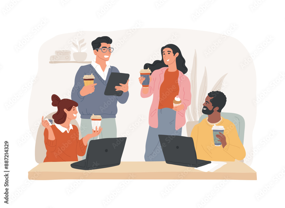 Morning in the office isolated cartoon vector illustrations.