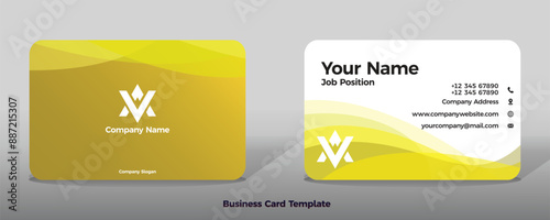 Business card template vector color abstract geometry card business finance industrial people yellow gradient photo