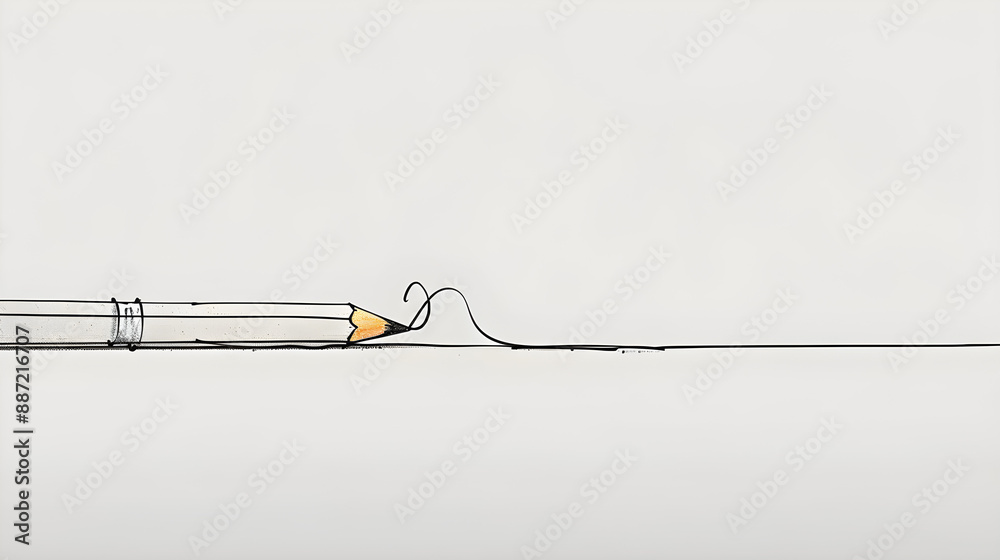 A minimalist single-line drawing of a pencil in a clean white space, ideal for education themes, modern design, and creative marketing campaigns. A minimalist single-line drawing of a pencil in a clean white space, ideal for education themes, modern design, and creative marketing campaigns.