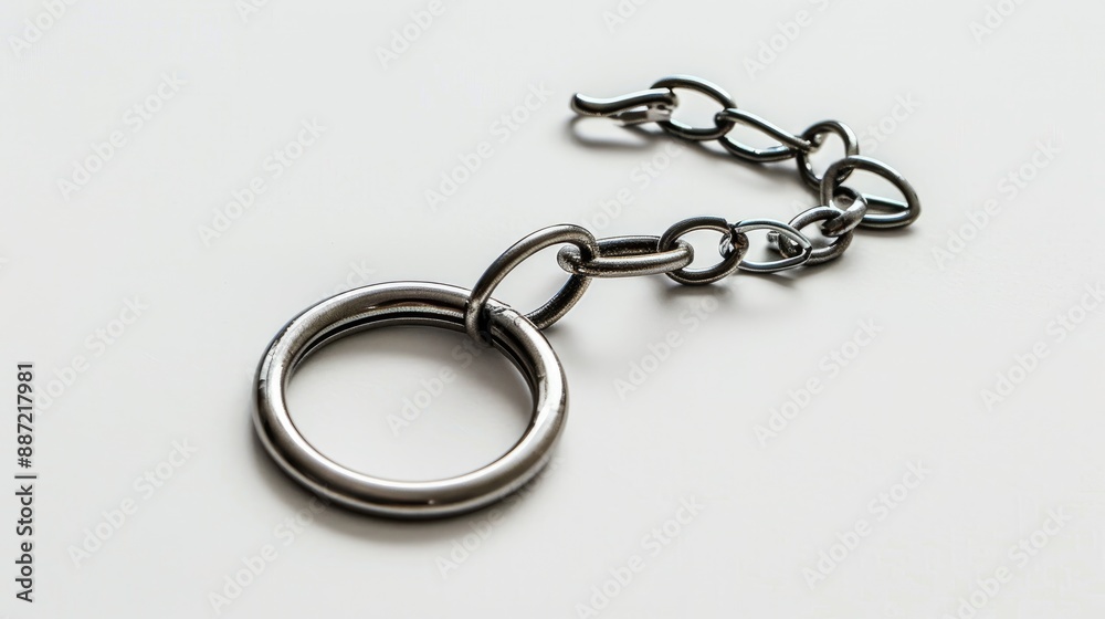 Metal keychain ring on white backdrop Metal keychain ring on white backdrop