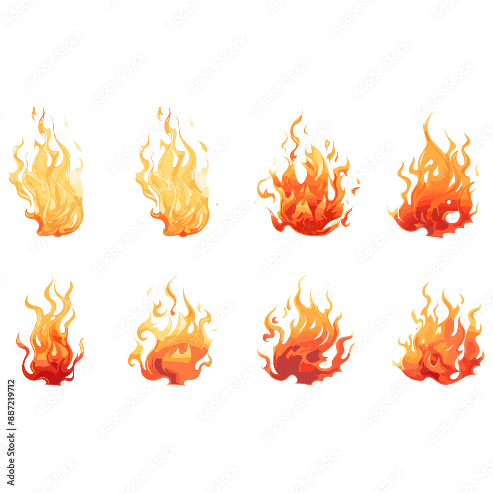 fire vector set isolated on white fire vector set isolated on white