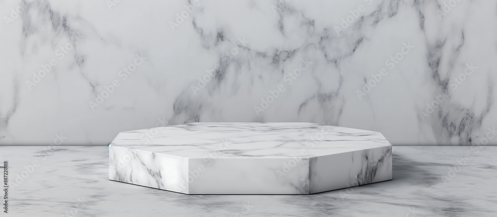 Hexagonal White Marble Podium A hexagon white marble podium with subtle veining, ideal for a sophisticated and unique display. Hexagonal White Marble Podium A hexagon white marble podium with subtle veining, ideal for a sophisticated and unique display.