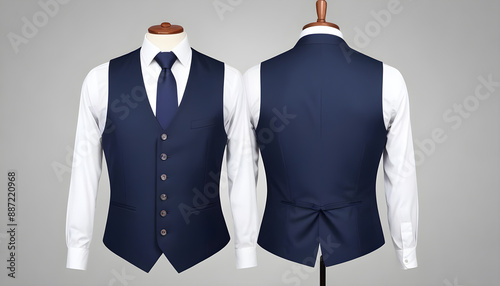 Mock up vest navy blue suit waistcoat 3