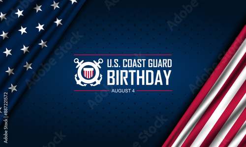 U.S. Coast Guard Birthday August 4 background vector illustration