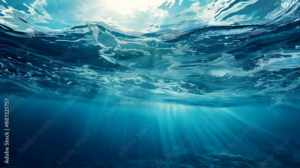 Underwater shot of sea surface with waves