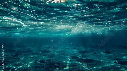 Underwater shot of sea surface with waves