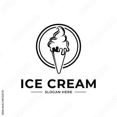ice cream logo design concept idea with label circle
