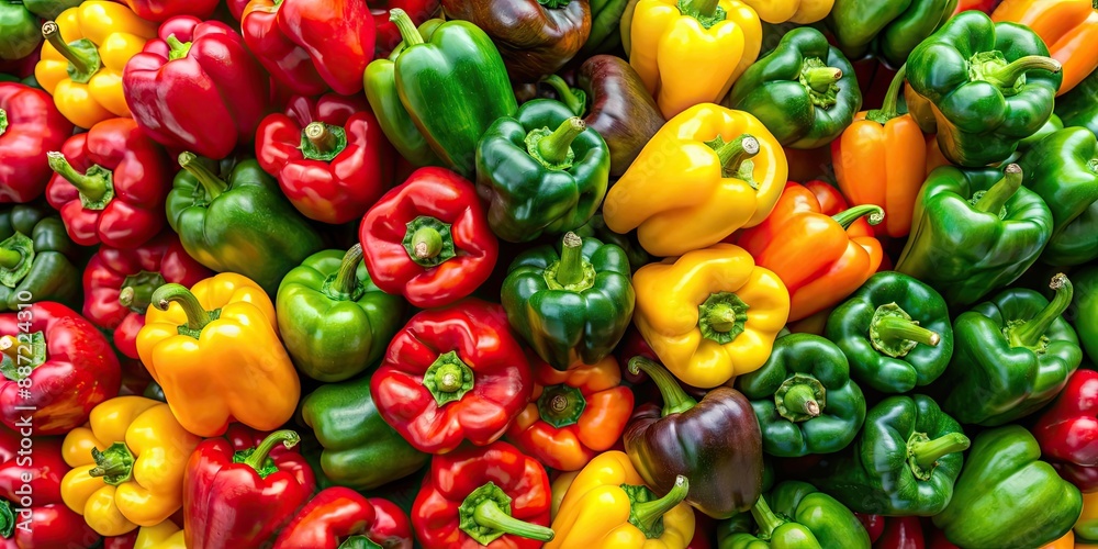 Colorful pile of bell peppers in green, yellow, and red hues arranged neatly , vegetables, bell peppers, colorful, food Colorful pile of bell peppers in green, yellow, and red hues arranged neatly , vegetables, bell peppers, colorful, food
