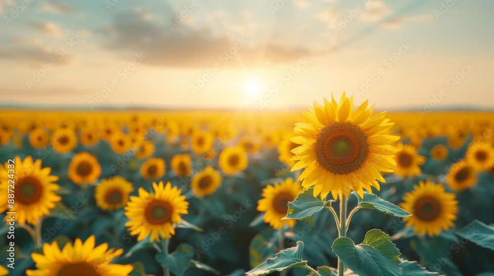 Fototapeta premium Sunflower Field at Sunrise