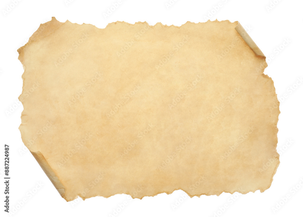 Sheet of old parchment paper isolated on white Sheet of old parchment paper isolated on white