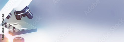 Wallpaper Mural Microscope on blurred background, closeup. Banner design with space for text Torontodigital.ca