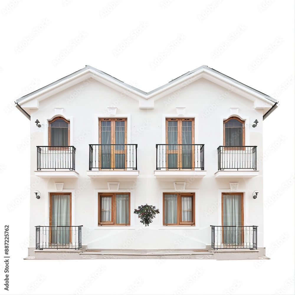 Fototapeta premium Quadruplex House Isolated on White Background