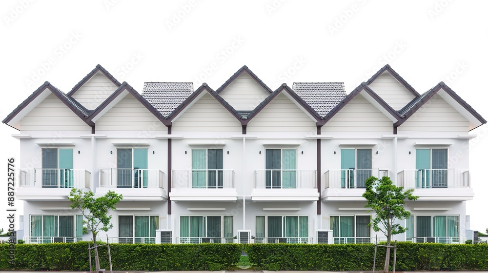 Quadruplex House Isolated on White Background Quadruplex House Isolated on White Background