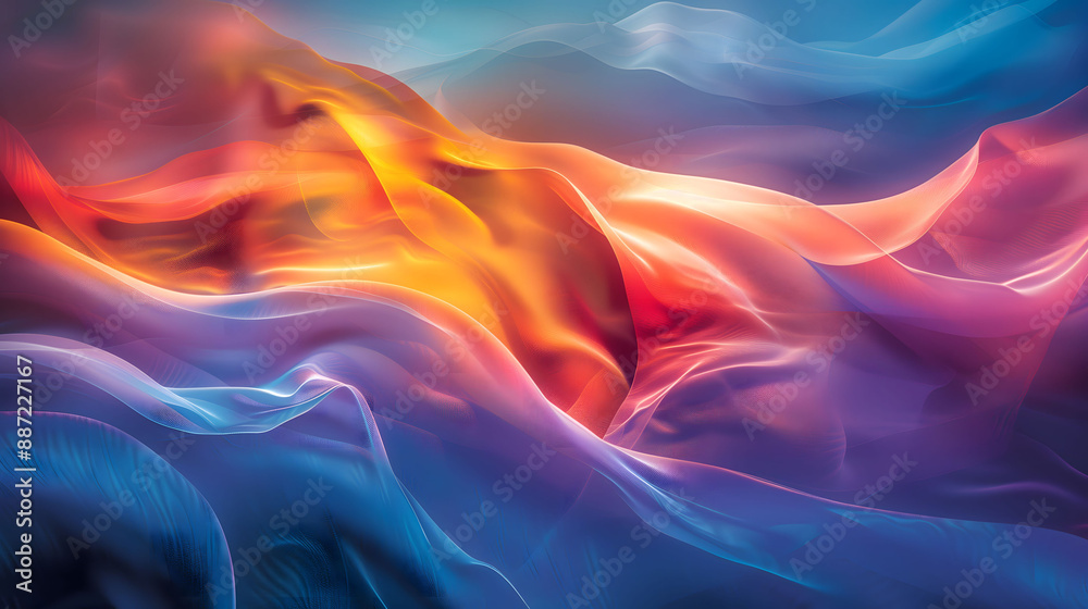 Fototapeta premium Abstract background of flowing and colorful fabric, creating a vibrant and dynamic visual