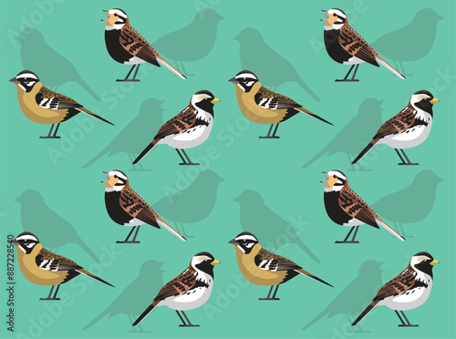 Bird Longspur Cartoon Cute Seamless Wallpaper Background