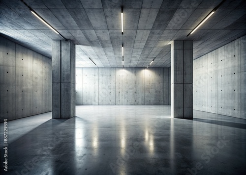 empty concrete room with dramatic lighting