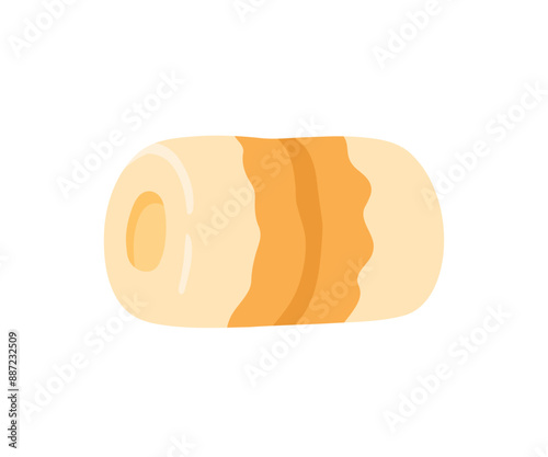Chikuwa Japanese Fish Cake Food in Flat Icon Vector Illustration