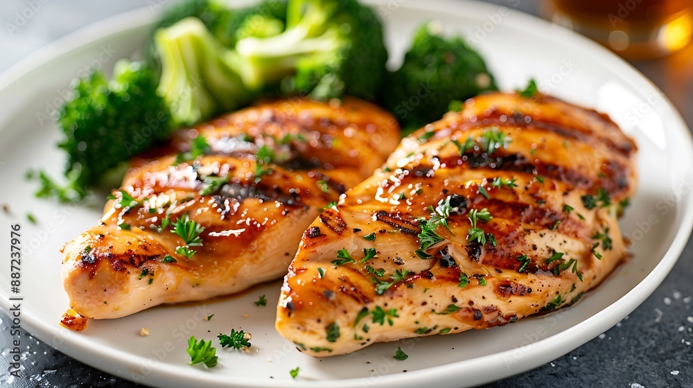 a white plate topped with two chicken breasts a white plate topped with two chicken breasts