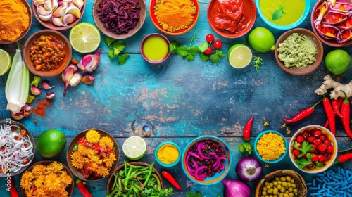 Dia De Los Muertos holiday cooking, vibrant kitchen scene with traditional Mexican recipes, colorful ingredients, marigold decorations, photorealistic style, high resolution photo