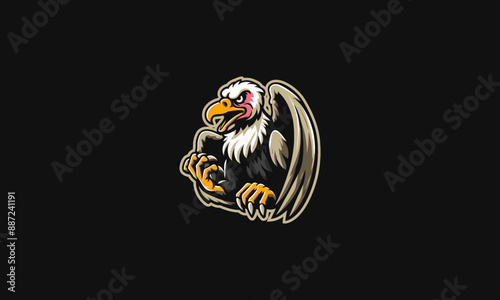 vulture angry vector illustration logo design