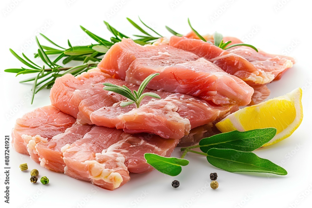 A bunch of meat sitting on top of a white plate A bunch of meat sitting on top of a white plate