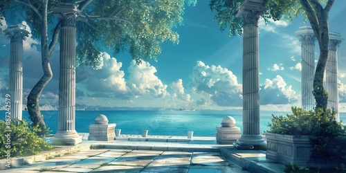 Greek Architecture. Traditional Greek background concept photo