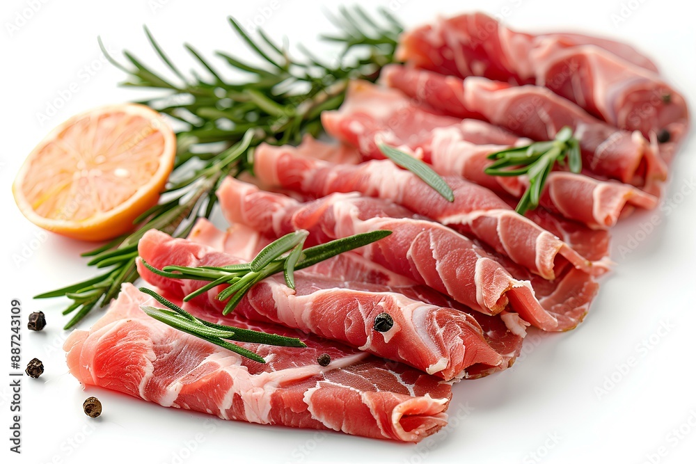 Ham wrapped in bacon and garnished with rosemary Ham wrapped in bacon and garnished with rosemary