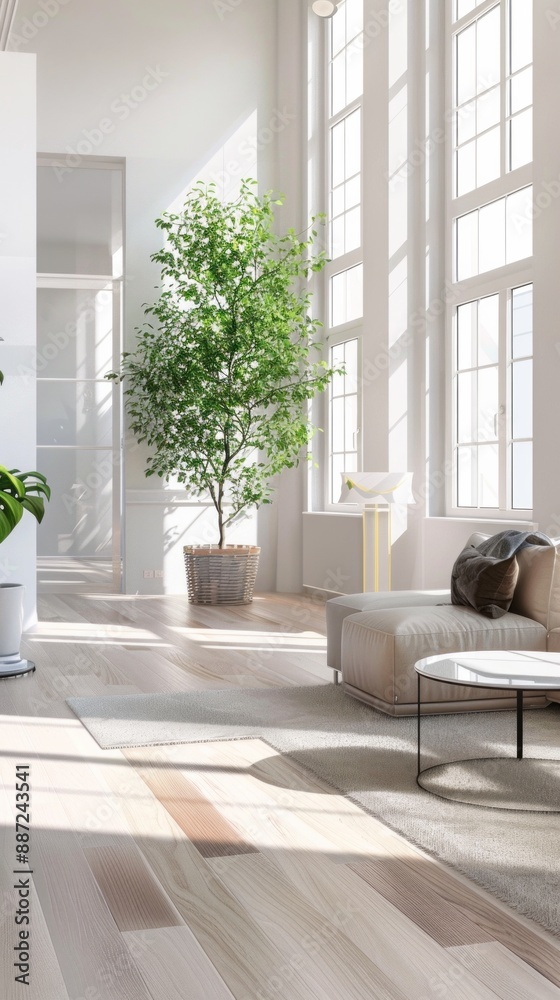 Naklejka premium Modern living room stock photo Living Room, Apartment, Indoors, Sparse, Home Showcase Interior