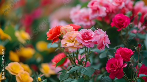 Pink Roses in Bloom