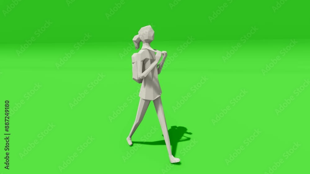 Low poly style white human on white background

