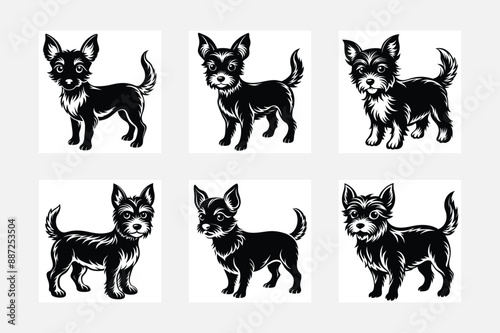 Dog Vector black Silhouette set