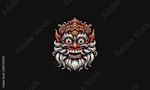 mask of barong balinese vector flat design