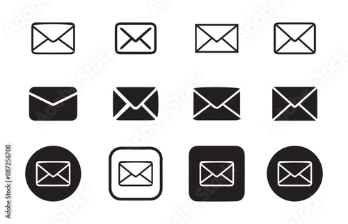email icon set.Mail icon, Email envelope icons button, vector, sign, symbol flat design.Vector Adobe Illustrator Artwork