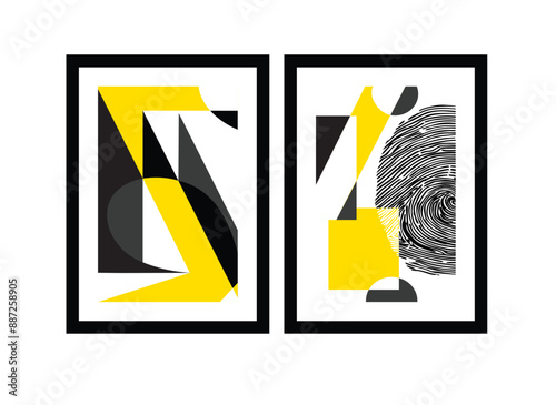 Creative frames with shapes and yellow.
