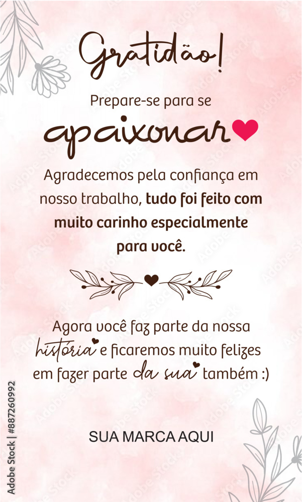 Cartão de gratidão aos clientes.