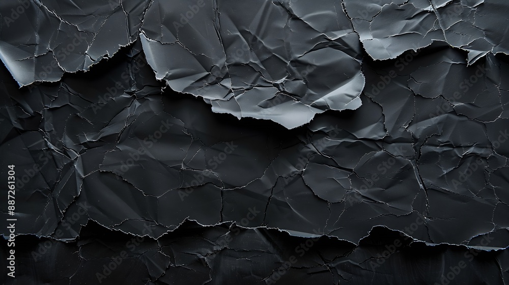Two black torn sheets of paper on the wall : Generative AI Two black torn sheets of paper on the wall : Generative AI