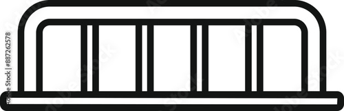 Line drawing of a pedestrian bridge spanning a road, providing safe passage for people
