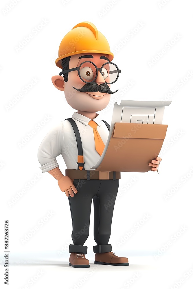 A 4D cartoon construction manager with blueprints 81 2896 construction, worker, engineer, architect, helmet, builder, business, hat, hardhat, work, computer, contractor, laptop, person, safety, peopl A 4D cartoon construction manager with blueprints 81 2896 construction, worker, engineer, architect, helmet, builder, business, hat, hardhat, work, computer, contractor, laptop, person, safety, peopl