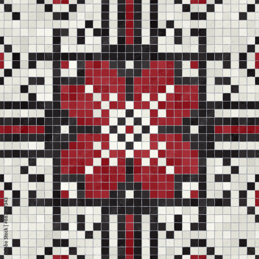 Fototapeta premium Mosaic tiles background, seamless vector pattern